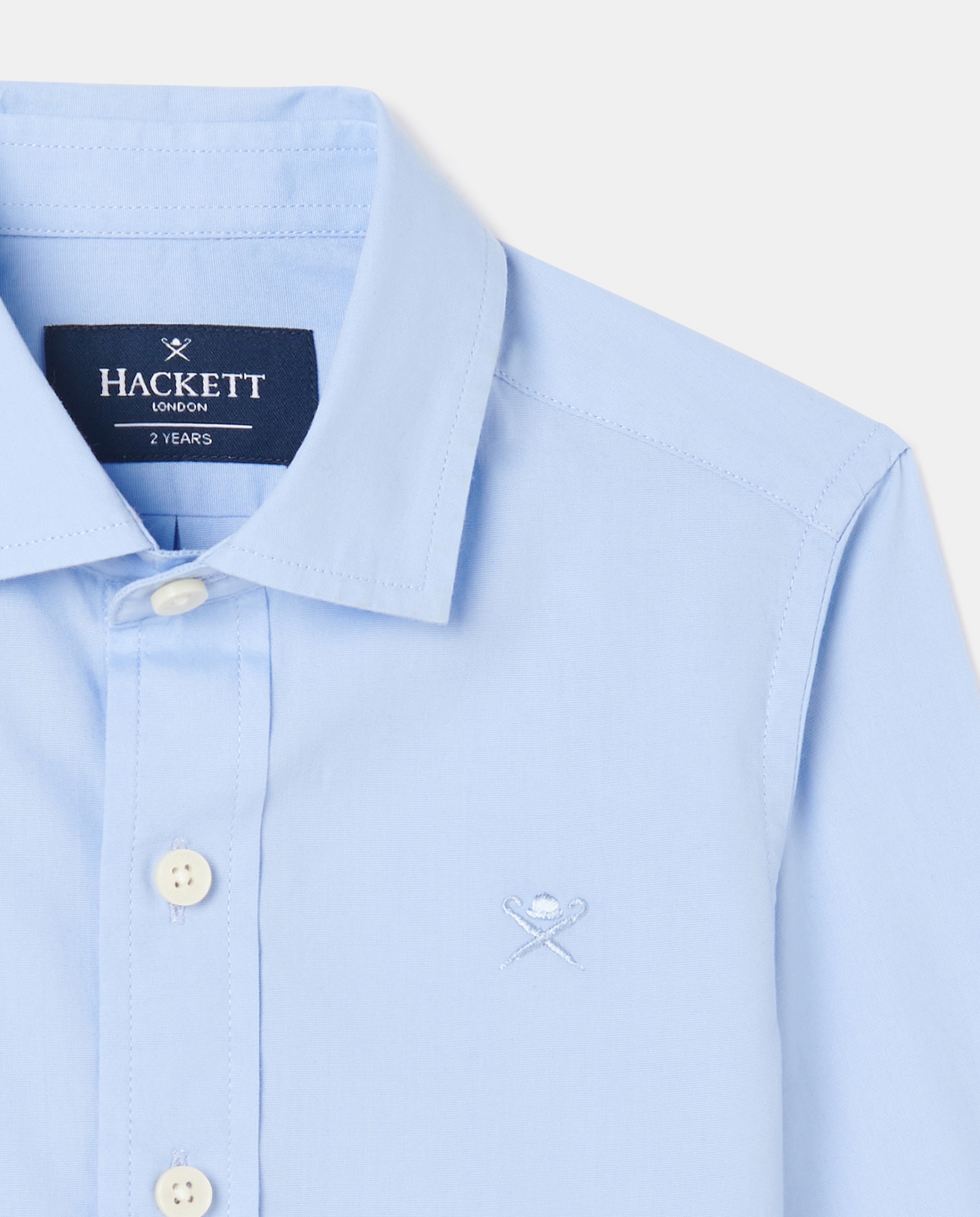 Camisa de cerimónia em popelina azul celeste Hackett Azul-claro-3
