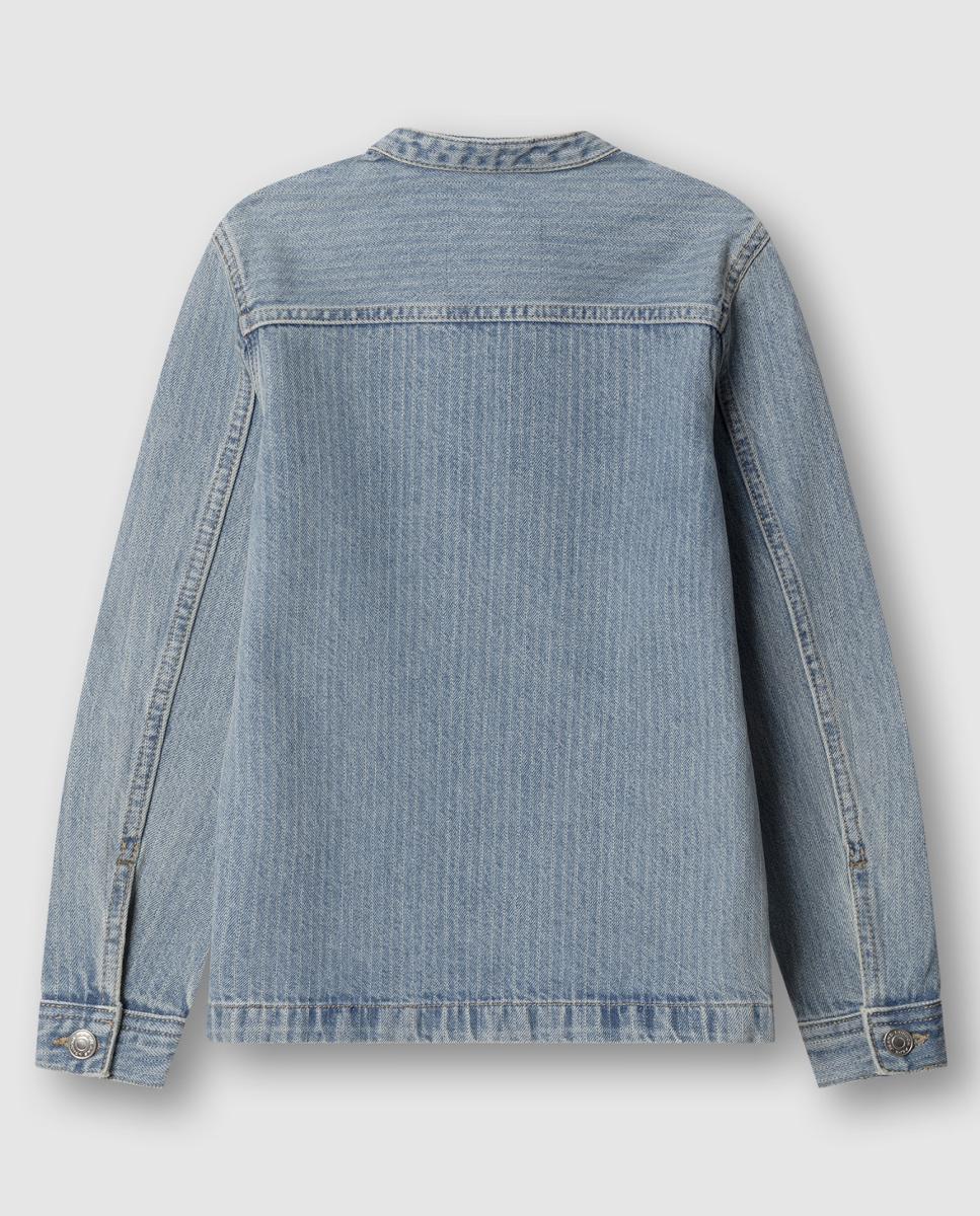 Casaco de Ganga às Riscas Shelly Azul-claro-2