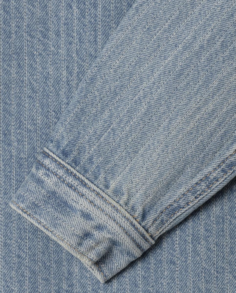 Casaco de Ganga às Riscas Shelly Azul-claro-4