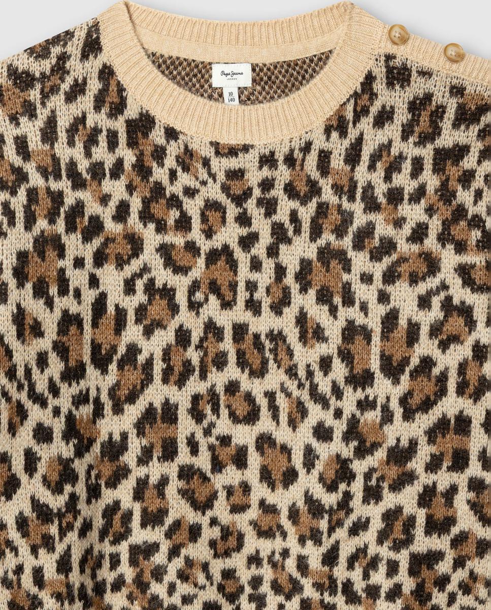 Camisola de Malha Jacquard Milma Bege-3
