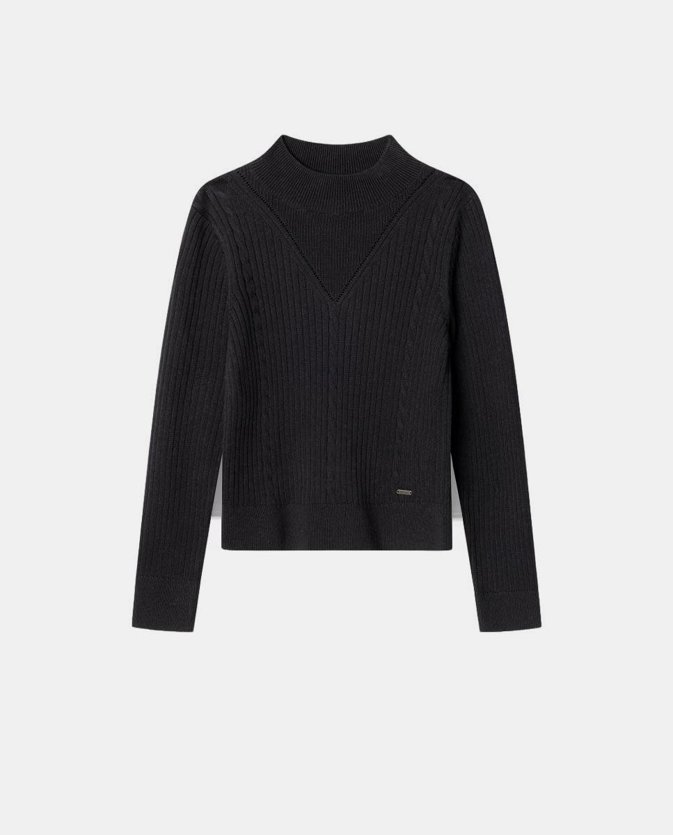 Imagen 0 de Jersey de canalé Marla de niña Negro