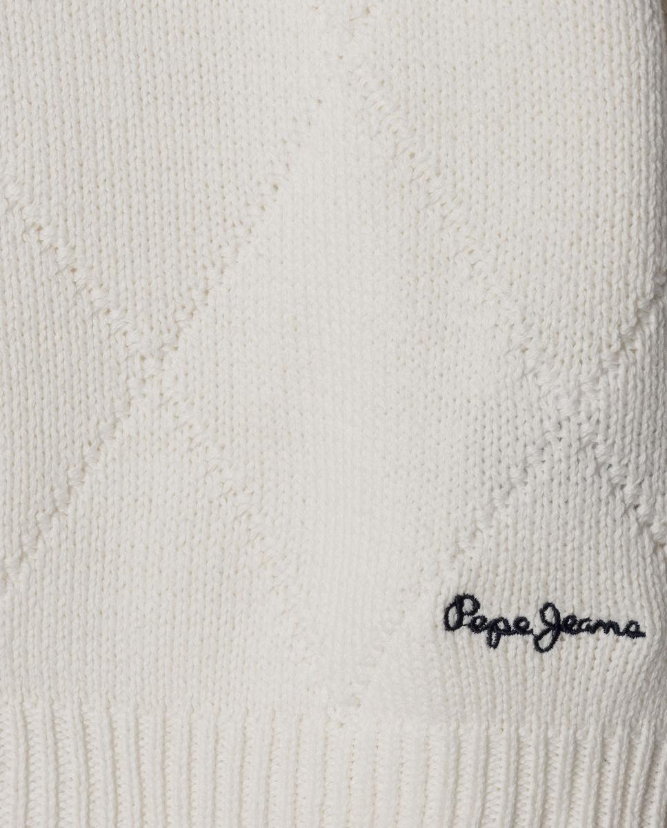 Camisola de Malha com Desenho de Losangos Florence Pepe Jeans Branco-3