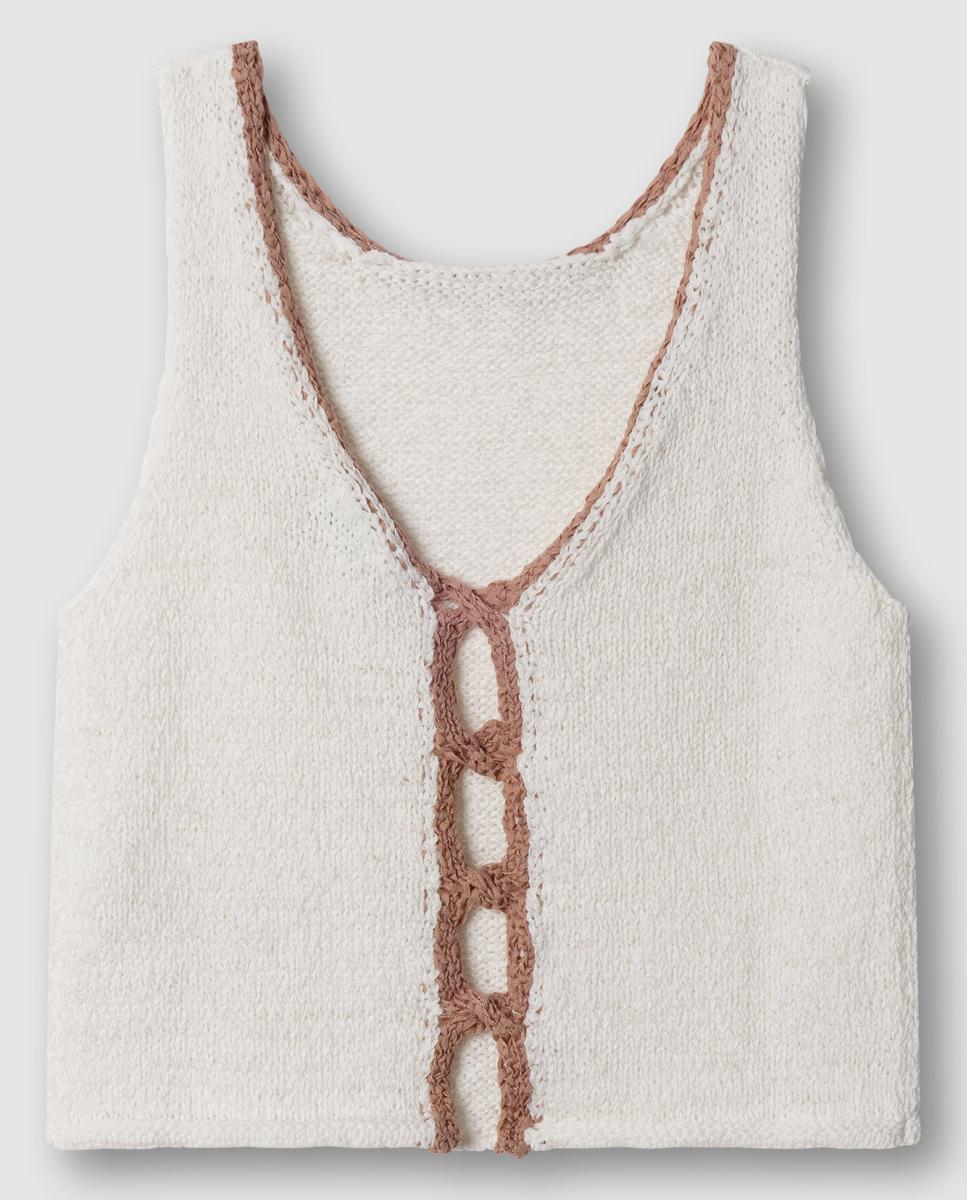 Top de Malha com Aberturas nas Costas Frankie Pepe Jeans Cru-2
