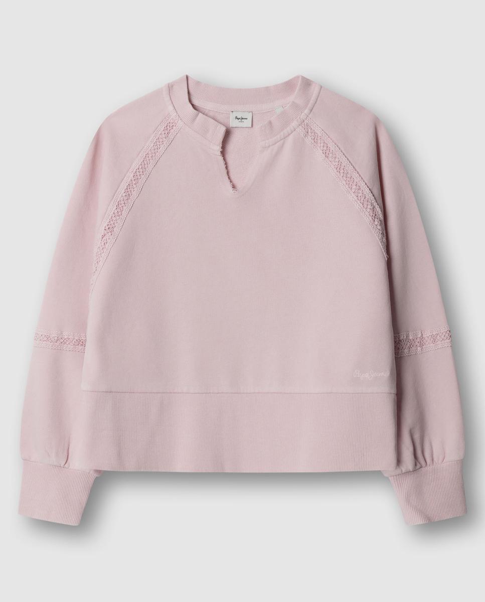 Sudadera con cuello en pico Gabelle de niña - Pepe Jeans - Rosa Rosa-1