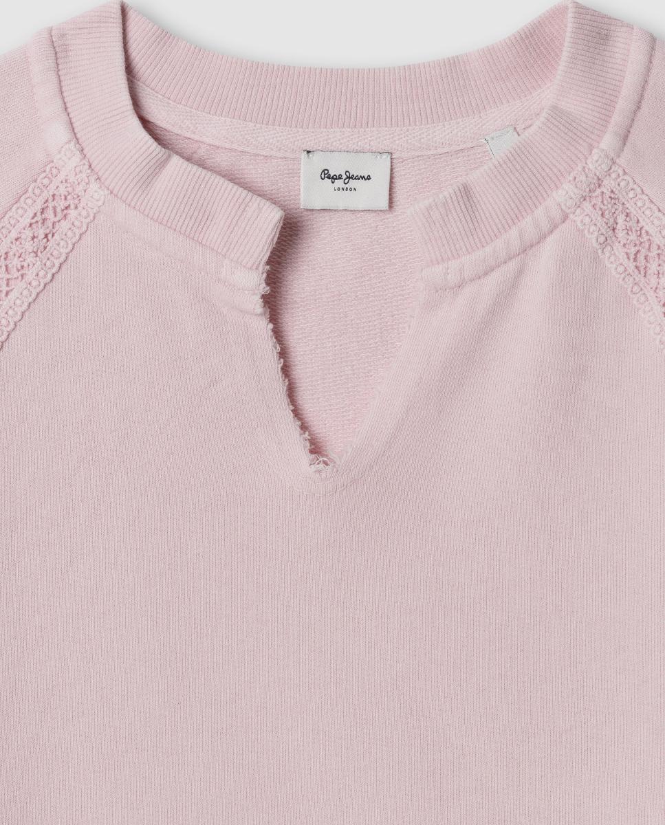 Sudadera con cuello en pico Gabelle de niña - Pepe Jeans - Rosa Rosa-3
