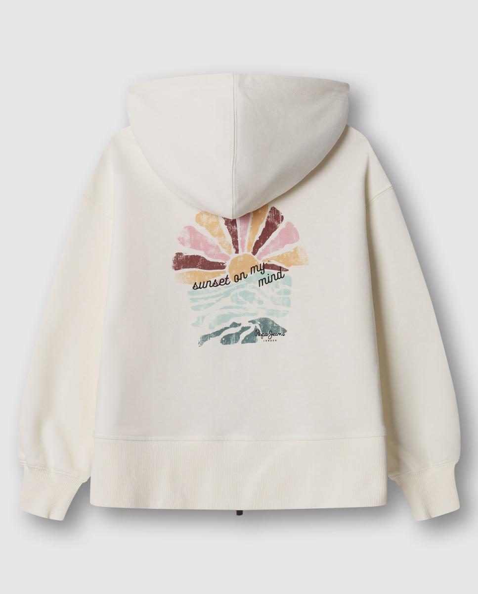 Sweatshirt com Capuz e Fecho de Correr Galathea Pepe Jeans Creme-2