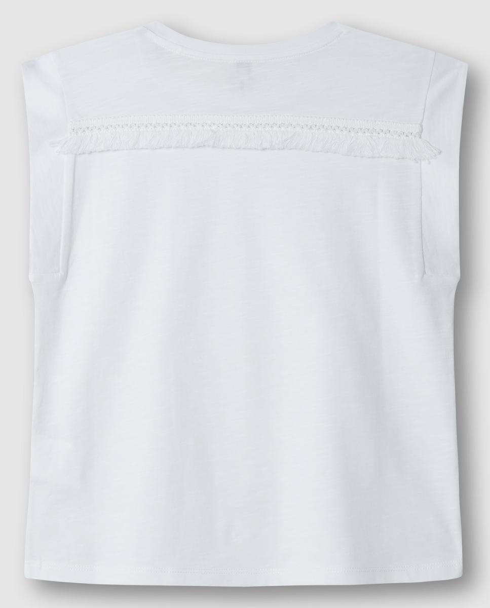 T-shirt sem Mangas com Franjas Gelu Branco-2