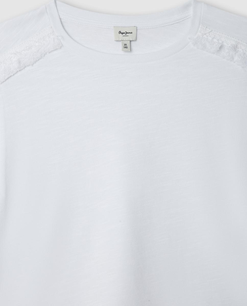 T-shirt sem Mangas com Franjas Gelu Branco-3