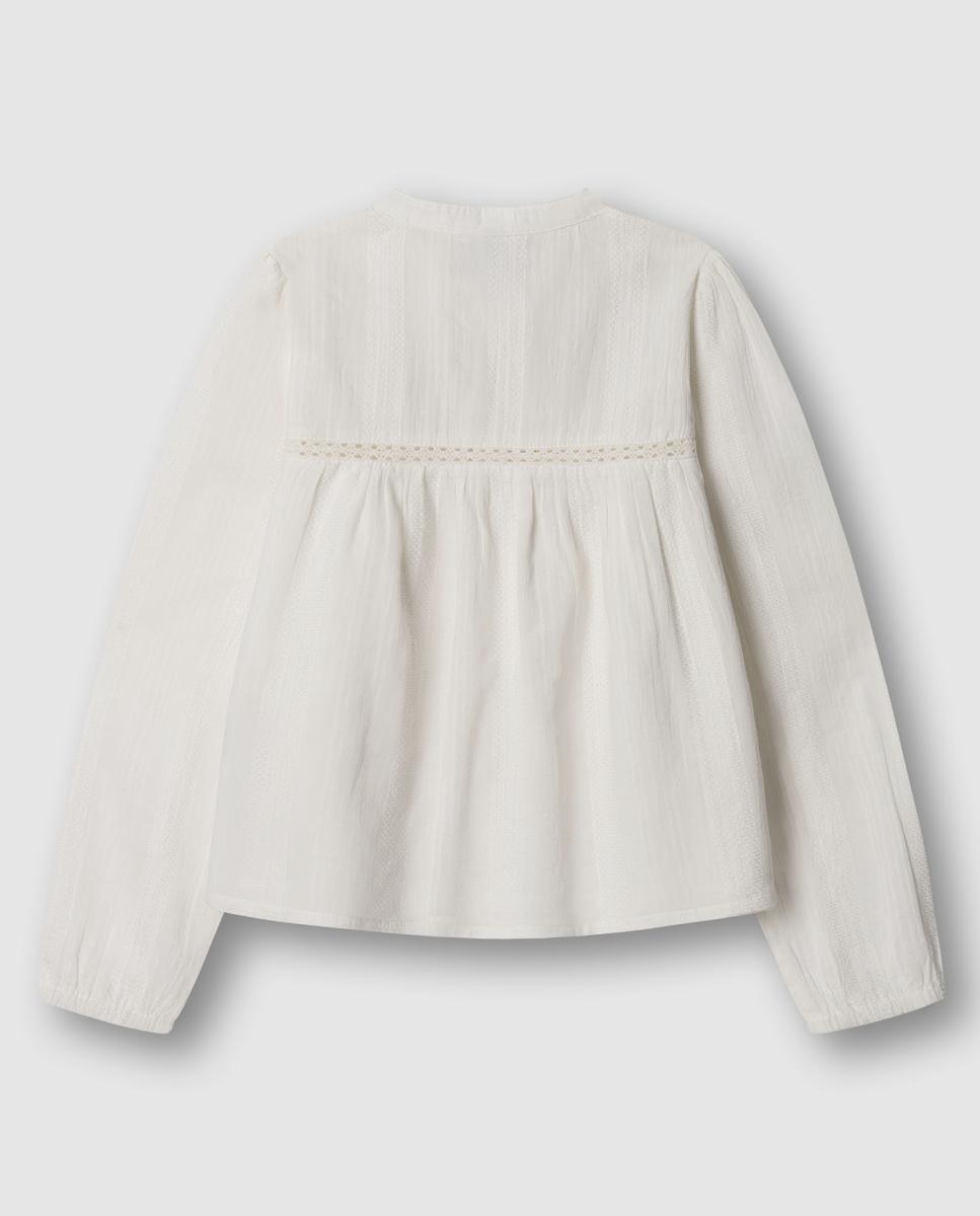 Camisa com Renda e Bordados Heather Cru-2