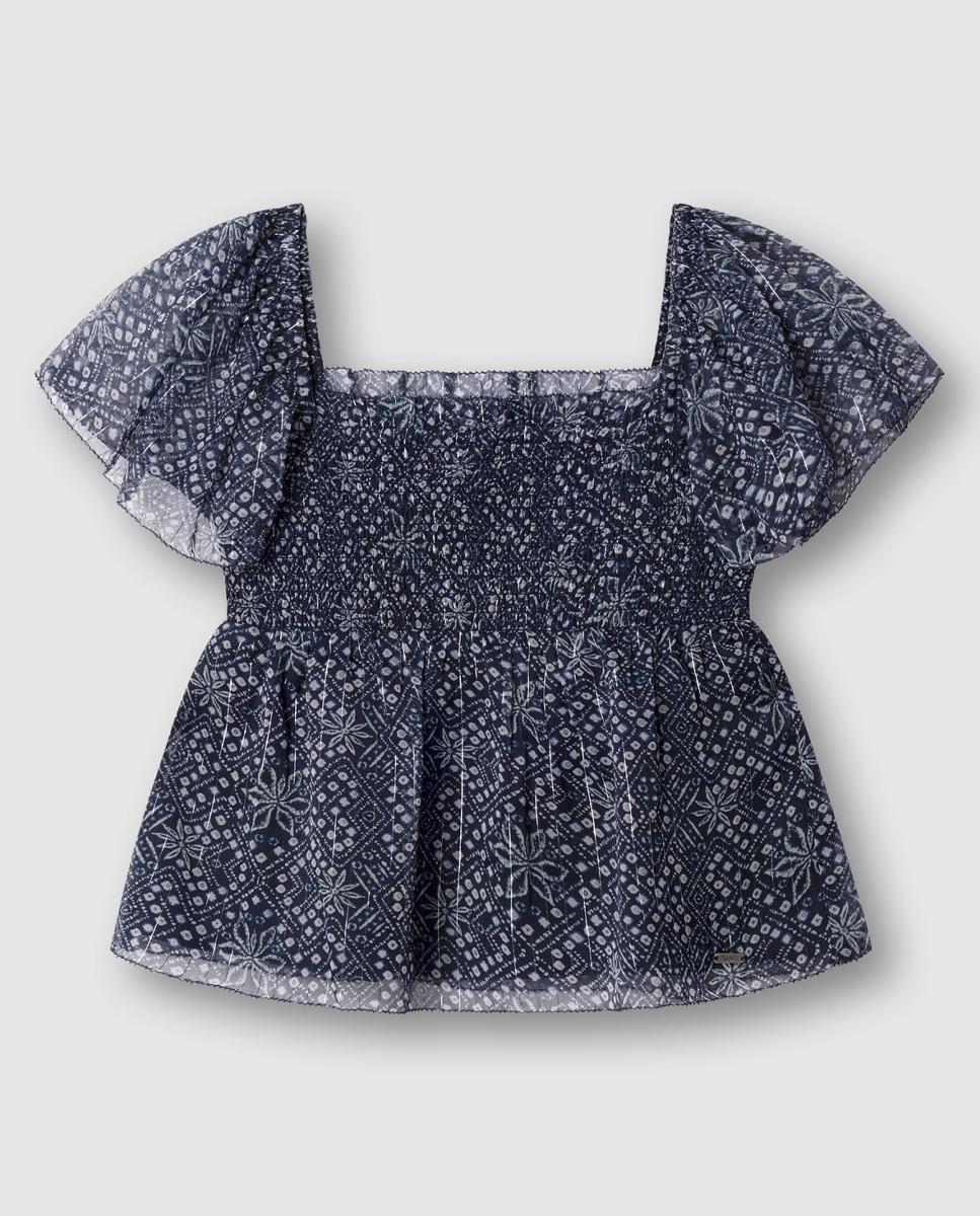 Blusa Estampada com Elásticos Honey Pepe Jeans Azul-marinho-1
