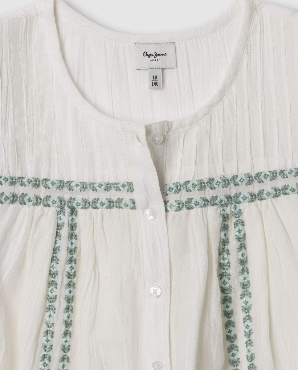 Camisa sem Mangas e com Bordados Hetty Pepe Jeans Cru-3