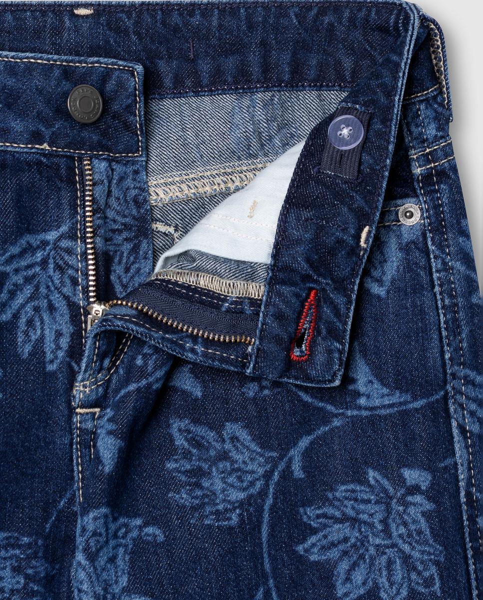 Jeans Wide Leg Lexy Floral para Menina Azul-índigo-3