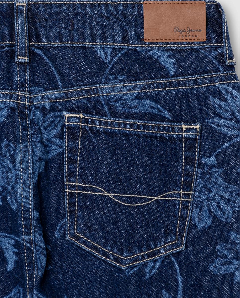 Jeans Wide Leg Lexy Floral para Menina Azul-índigo-4