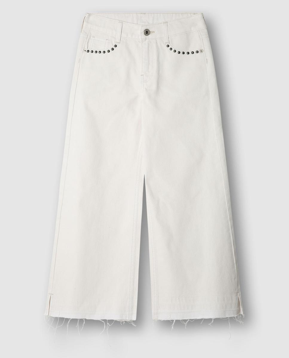 Imagem 0 de Jeans com Tachas Wide Leg Lexy Ecru Studs