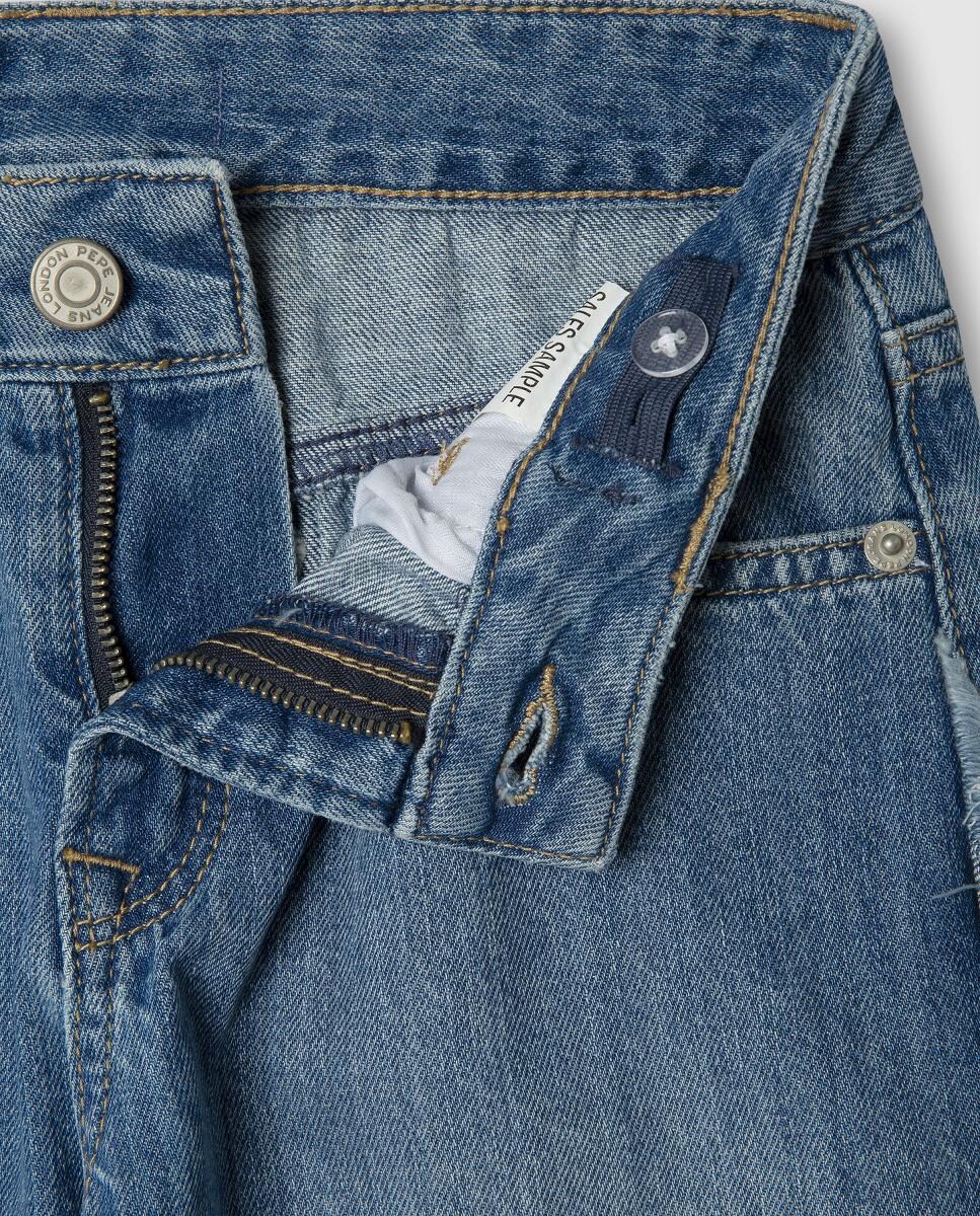 Jeans Desfiadas Wide Leg Lexy Frayed Azul-3