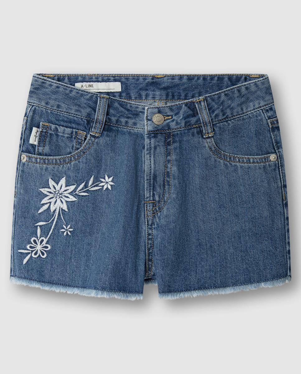Imagem 0 de Calções de Ganga com Bordados A-Line Patty Floral