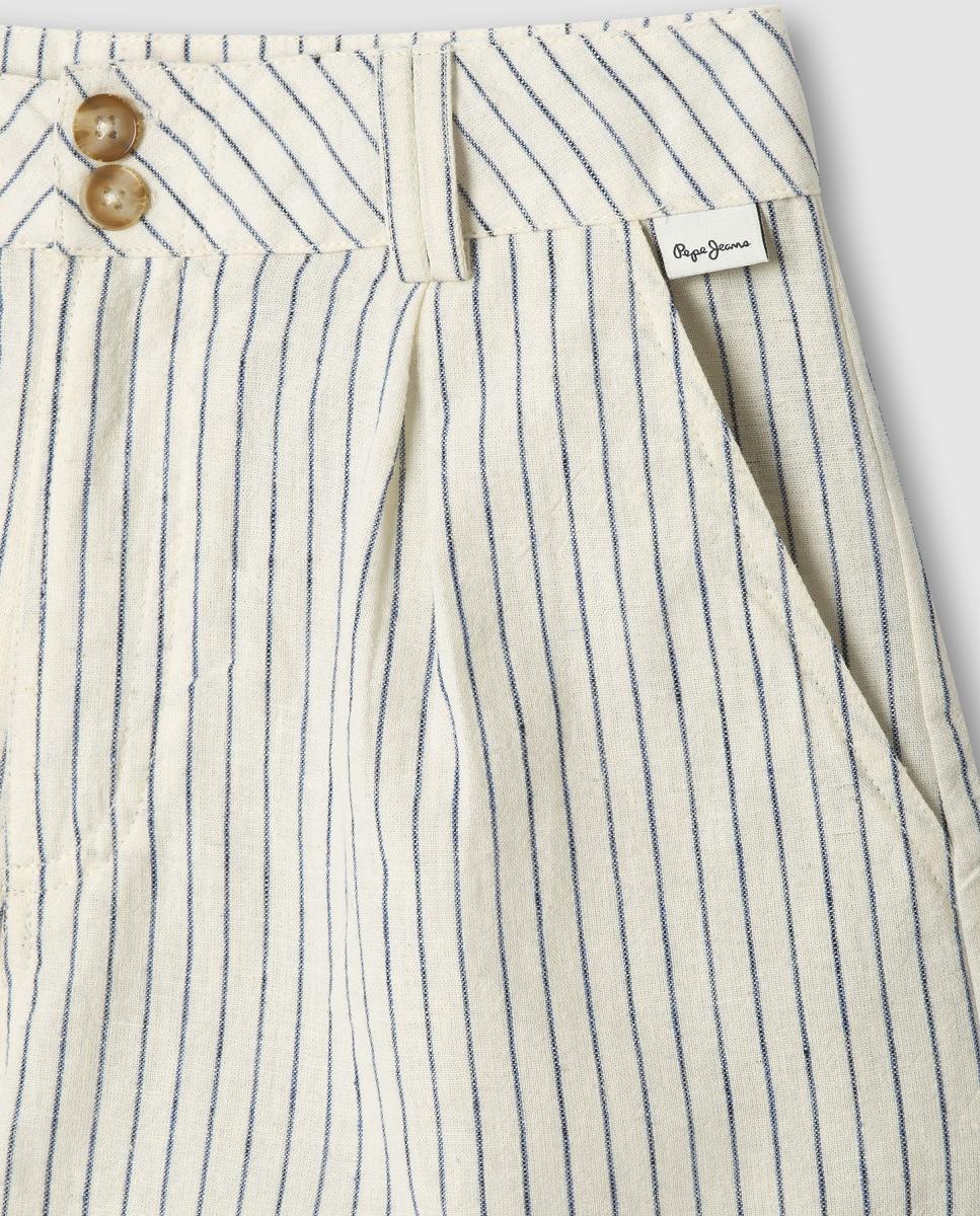 Calções Chino às Riscas Pepe Jeans Cru-3