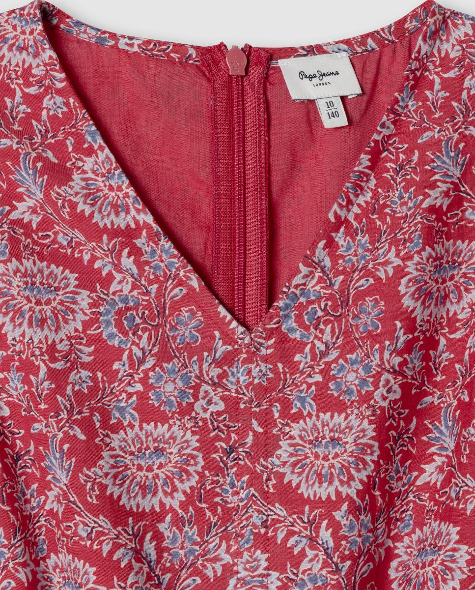 Macacão Comprido Estampado Imma Vermelho-3
