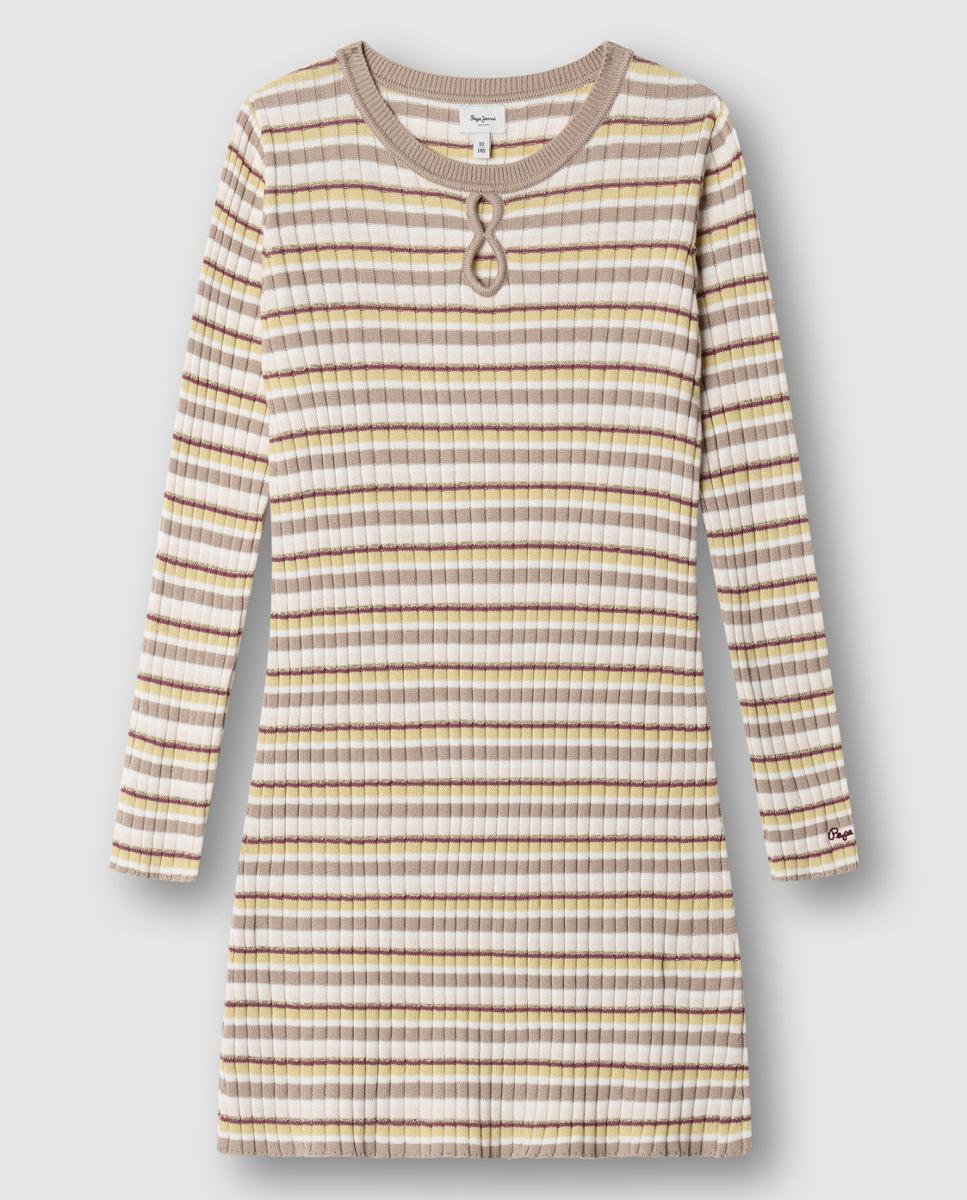 Imagem 0 de Vestido Canelado às Riscas Fawn