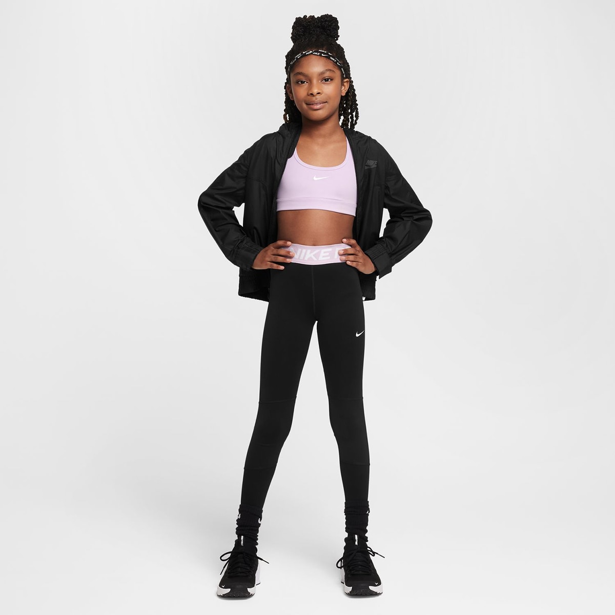 Calças de malha de menina Pro Nike Preto-6