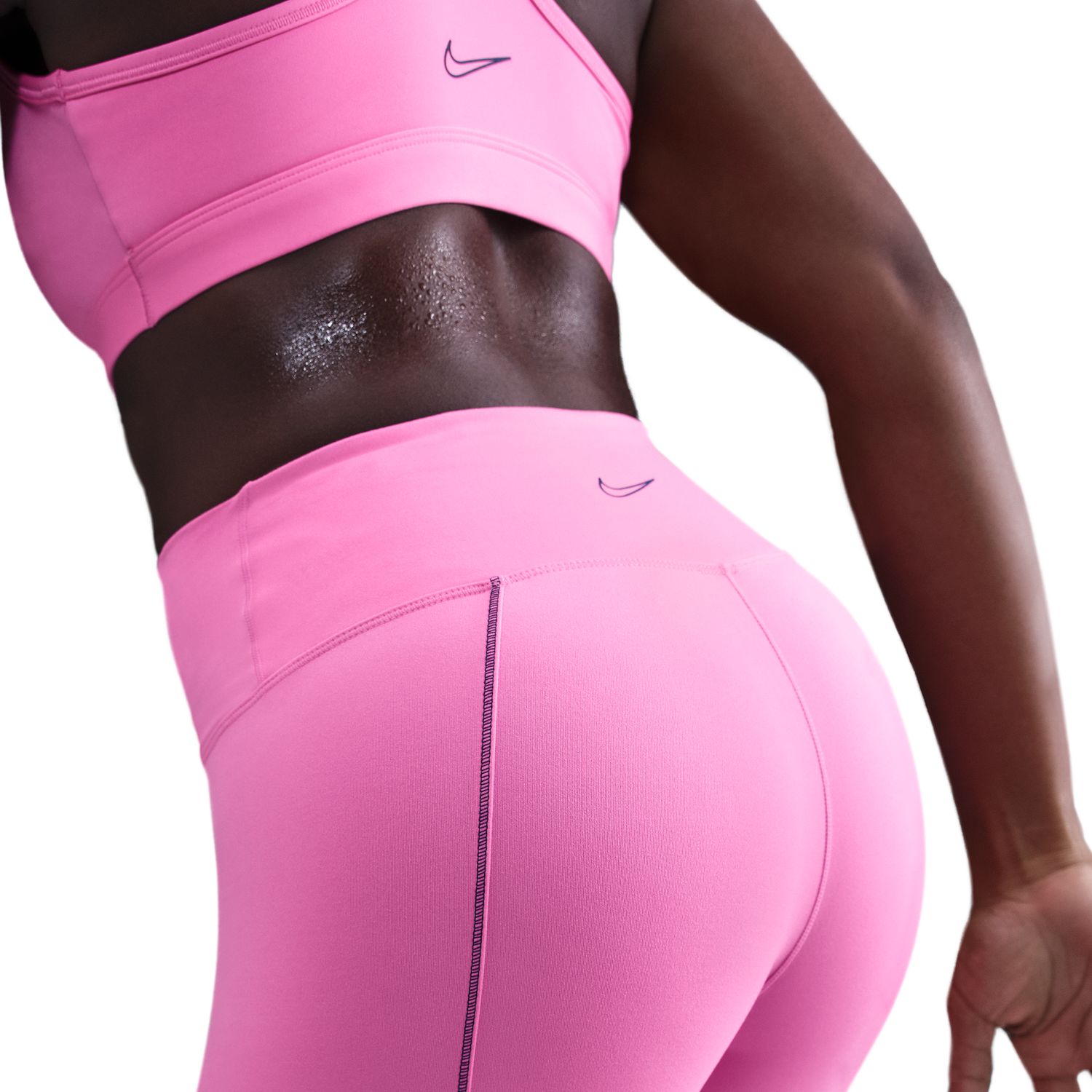 Calças de malha de mulher One Nike Rosa-4