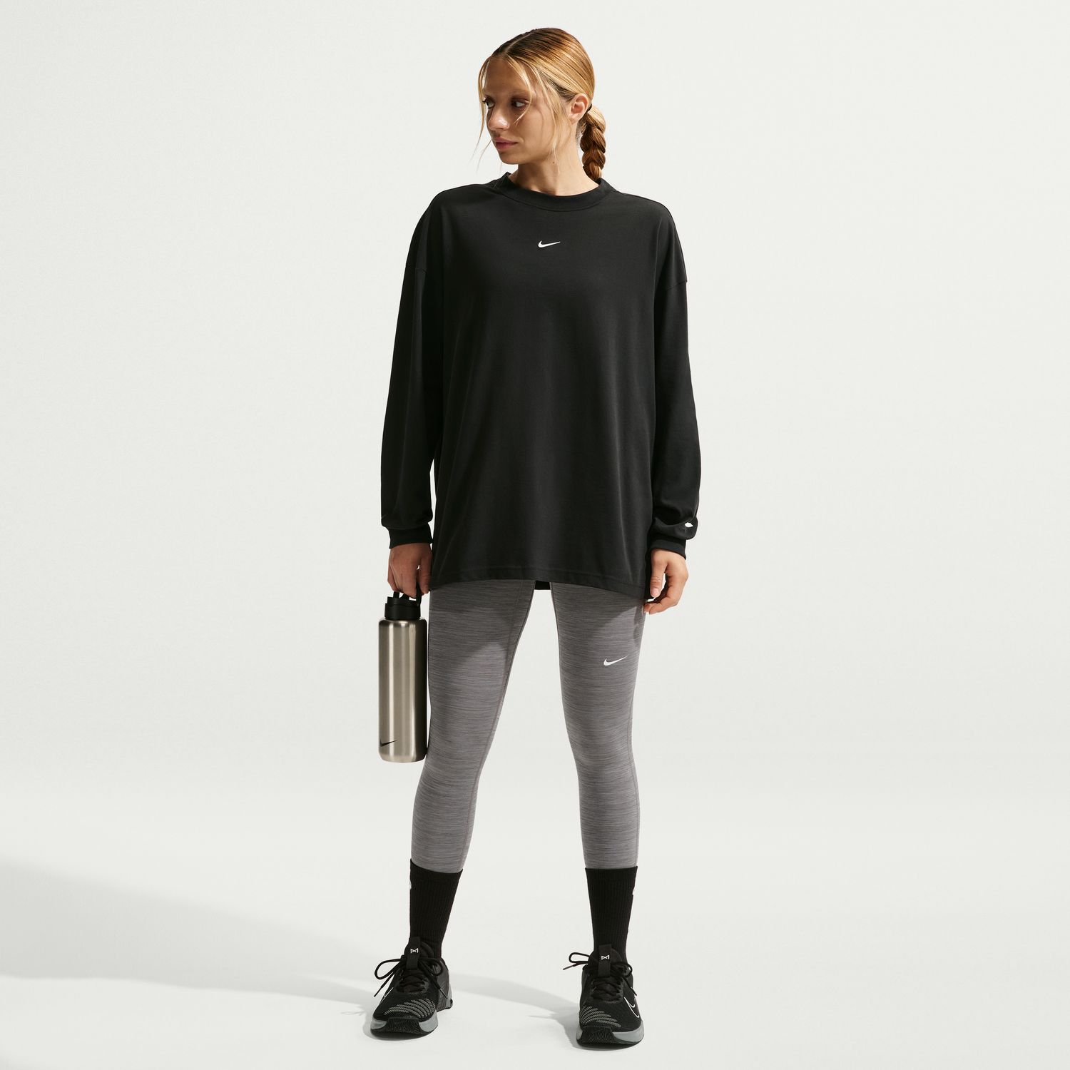 Calças de malha de mulher Pro Nike Cinzento-3