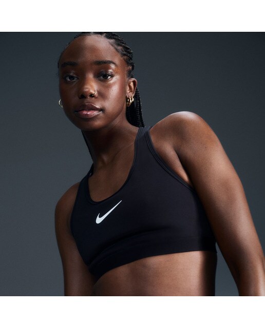 Top de mulher Swoosh Nike Preto / Cinzento-1