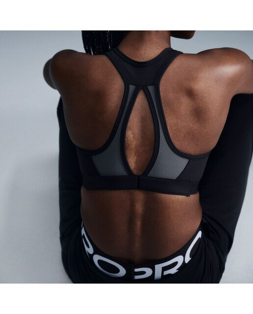 Top de mulher Swoosh Nike Preto / Cinzento-2