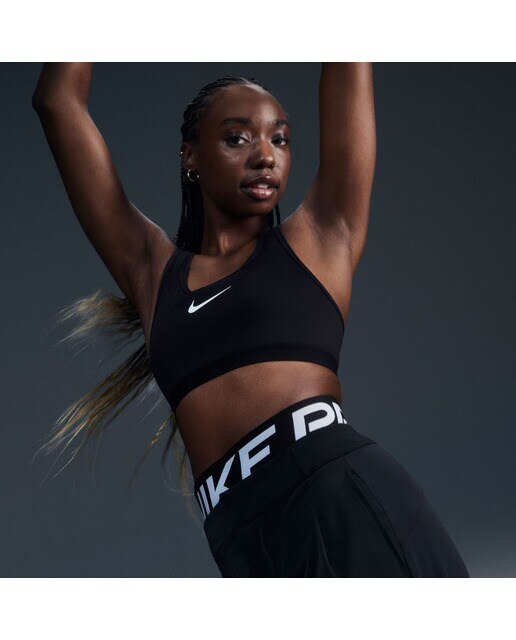 Top de mulher Swoosh Nike Preto / Cinzento-3
