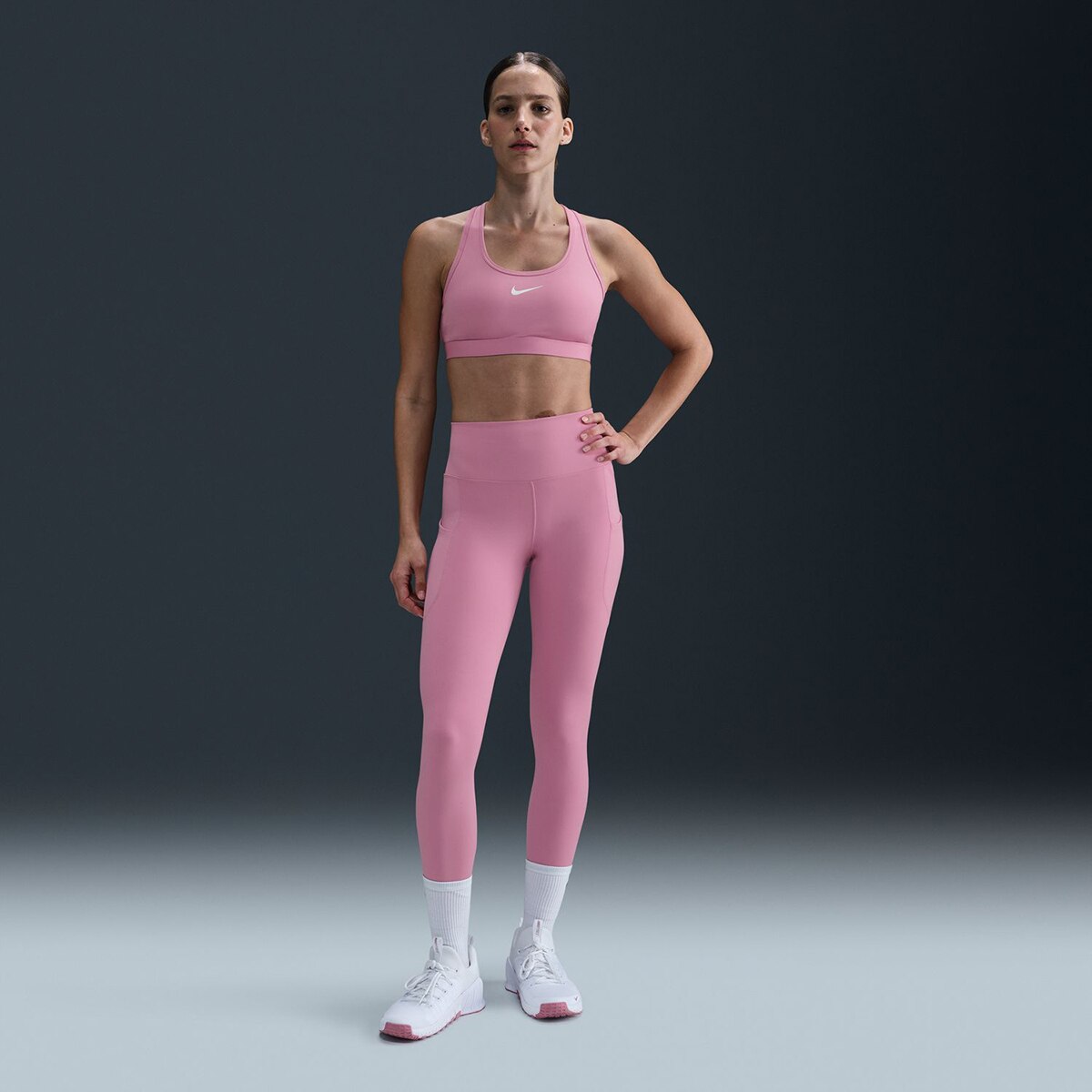 Top de Mulher Swoosh Medium Support Rosa-1