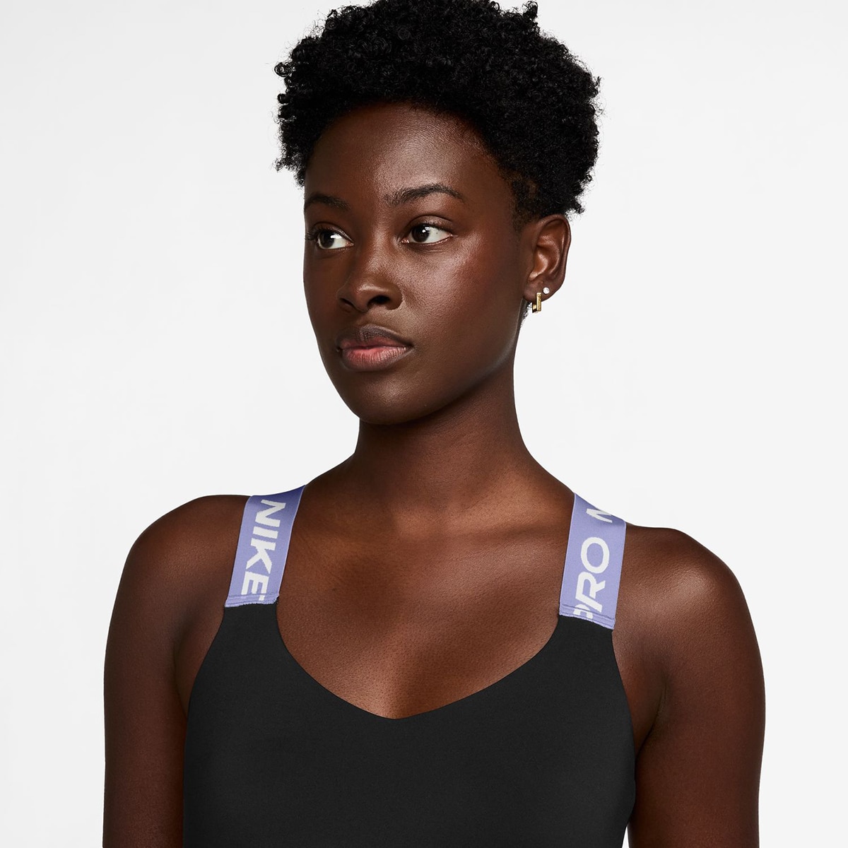 Top de mulher Pro Nike Preto / Roxo-3