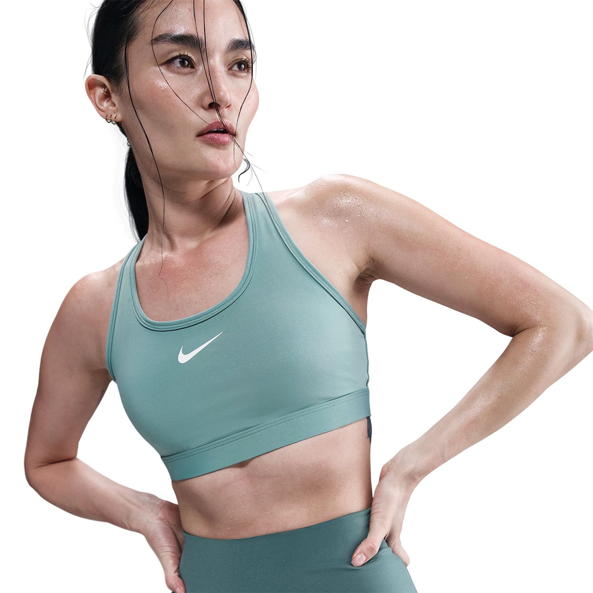 Top de Mulher Swoosh Medium Support Azul-3