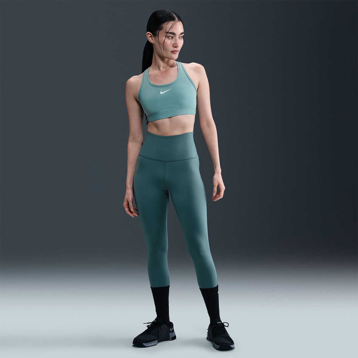 Top de Mulher Swoosh Medium Support Azul-6
