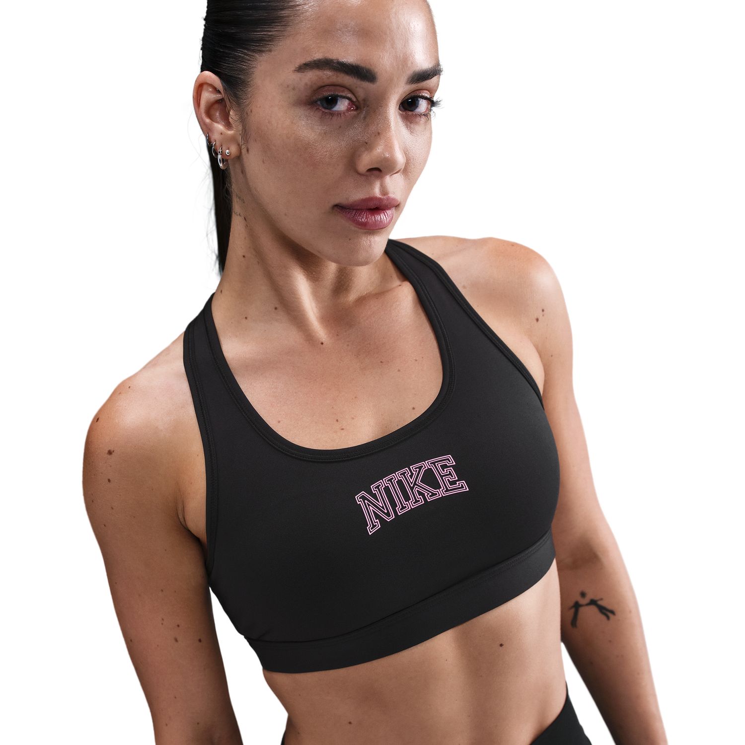 Top de Mulher Swoosh Medium Support Preto-3