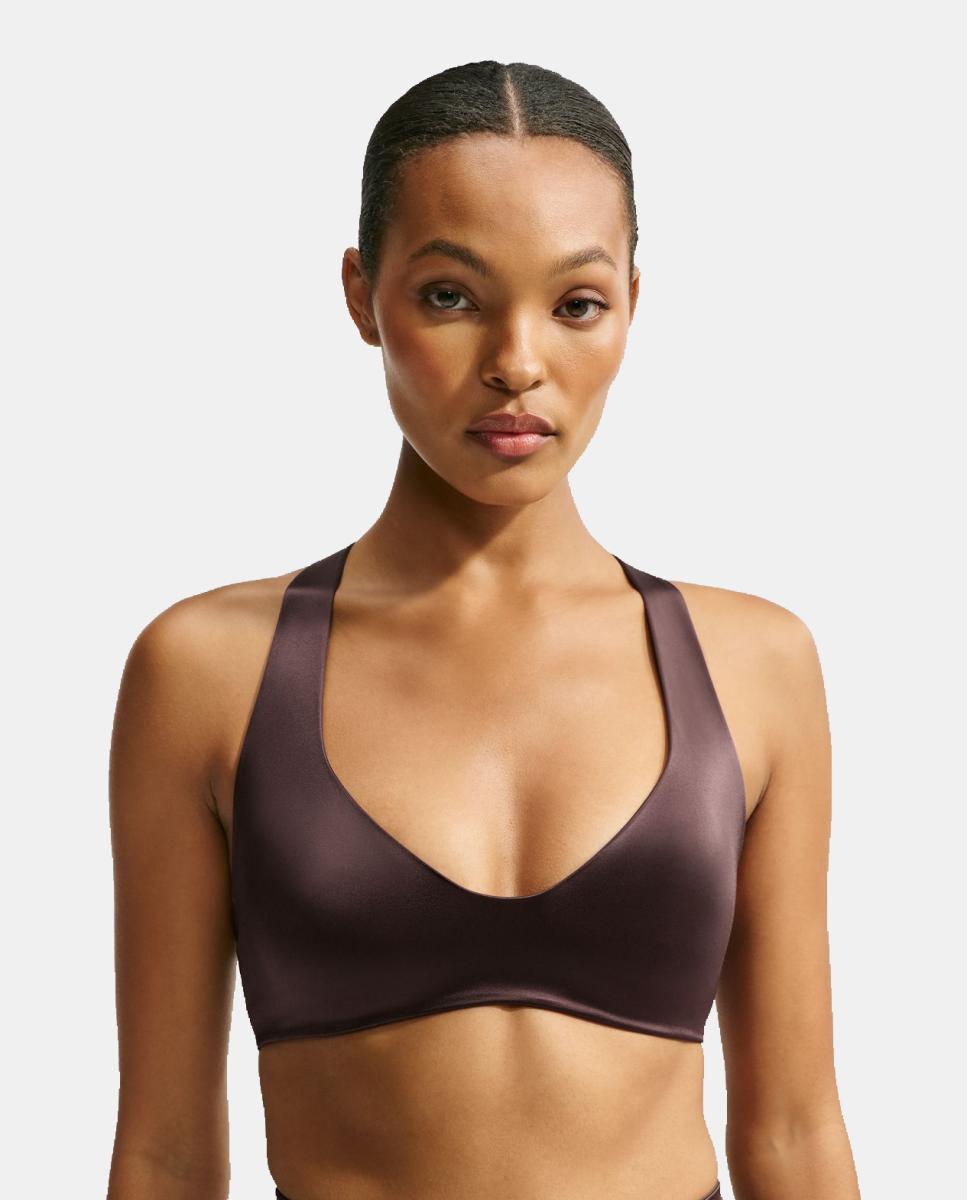 Top de mujer Satin Shine Bra NikeSKIMS - Marrón oscuro Marrón oscuro-3