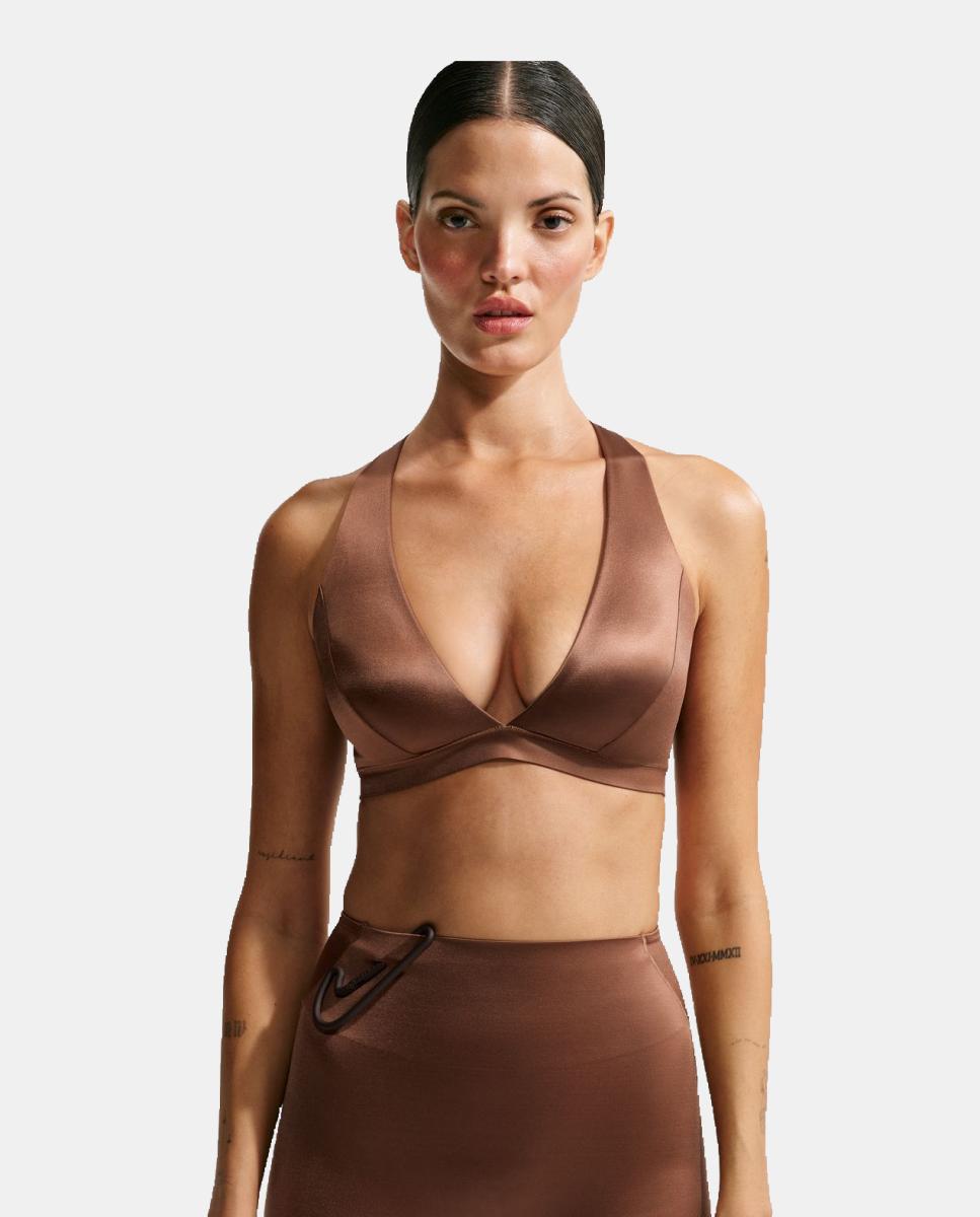 Top de mujer Satin Shine Bra NikeSKIMS - Marrón Marrón-3