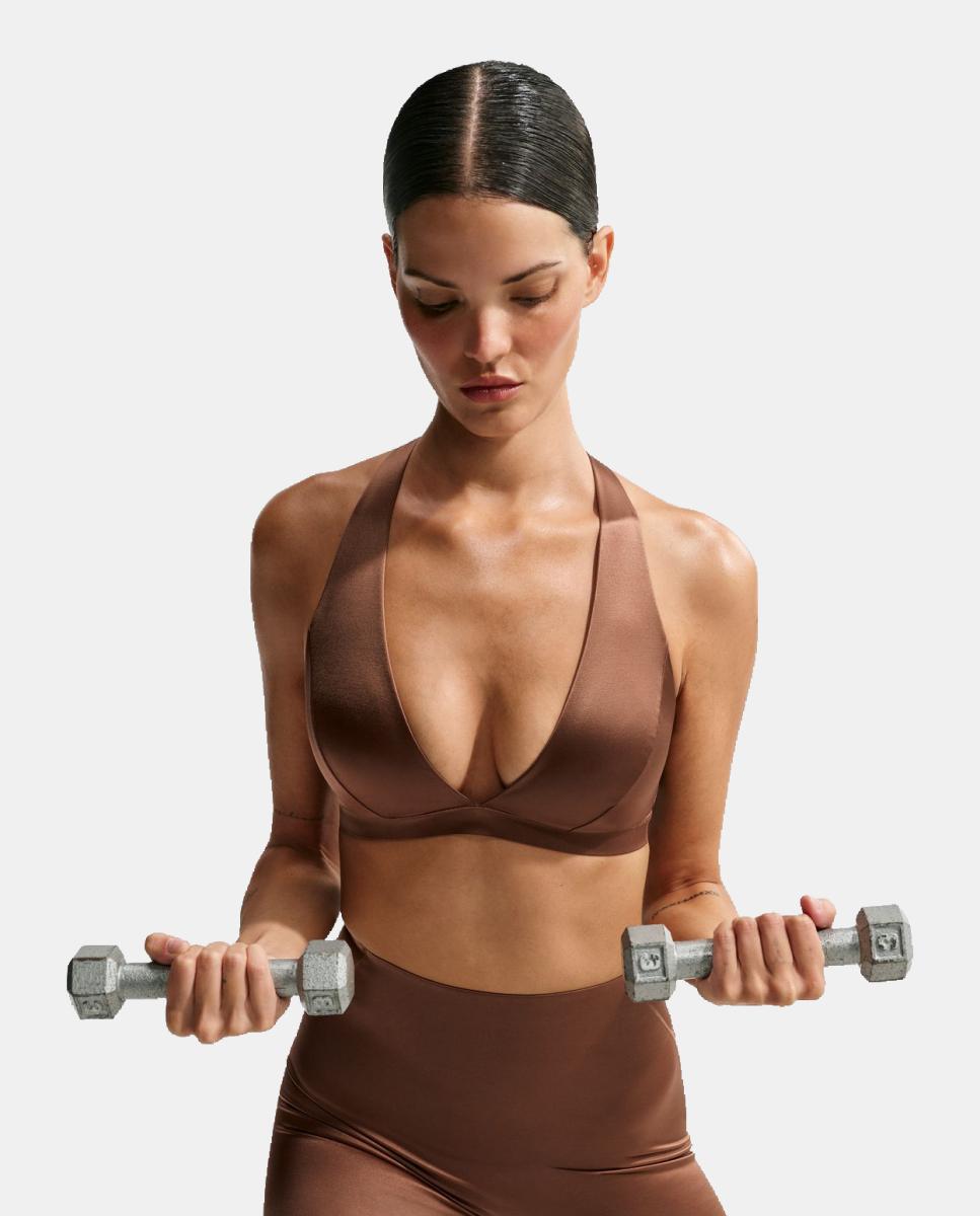 Top de mujer Satin Shine Bra NikeSKIMS - Marrón Marrón-5