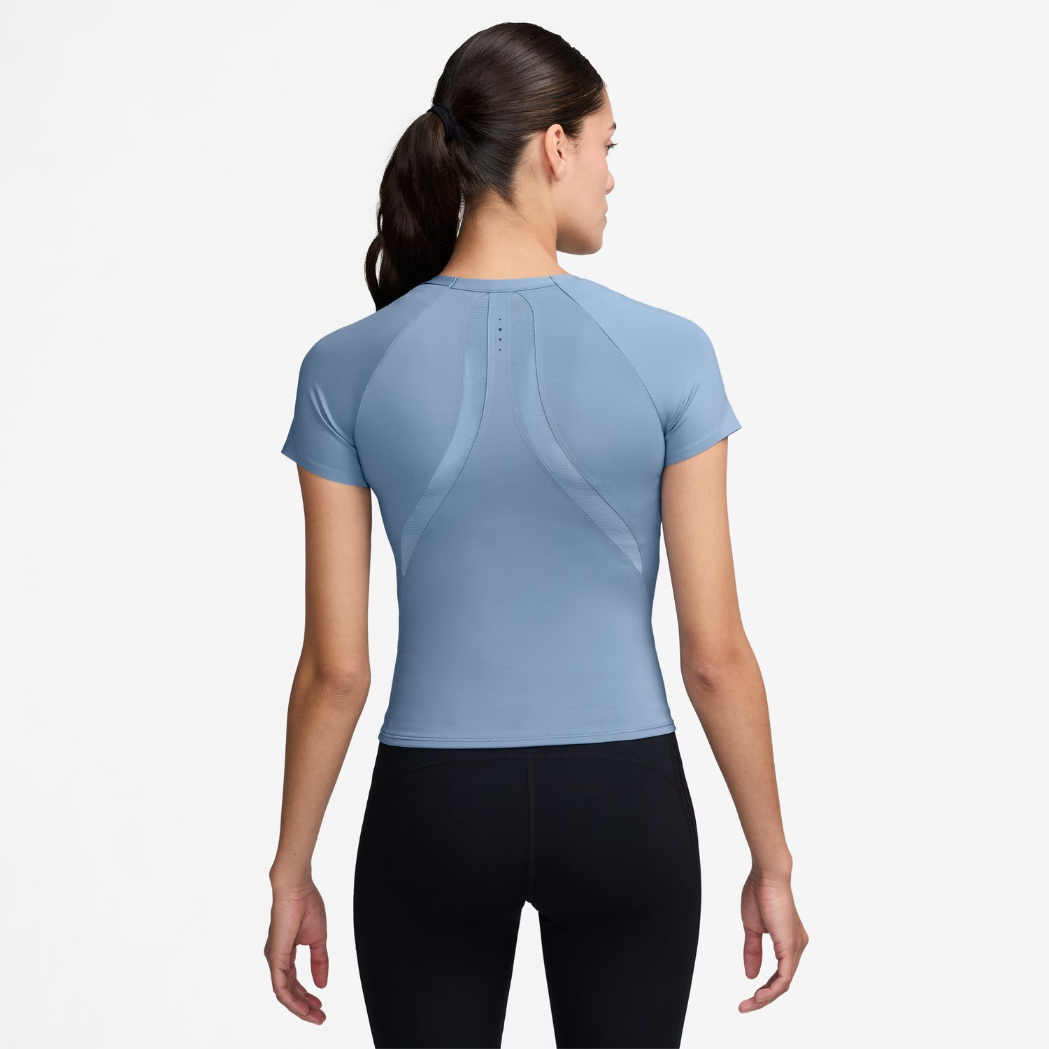 T-shirt de Mulher W Nk DF Universa SS Top Mesh Azul-2