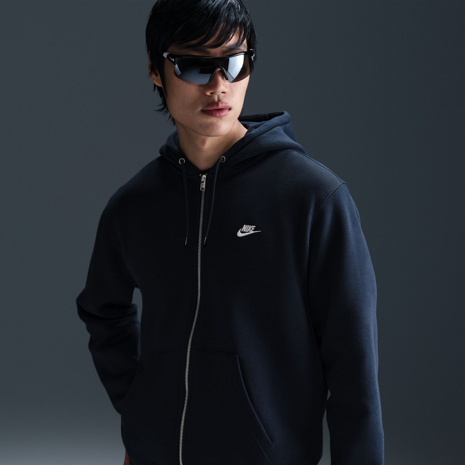Sweatshirt de Homem M Nk Club Bb Fz Hoodie Azul-8