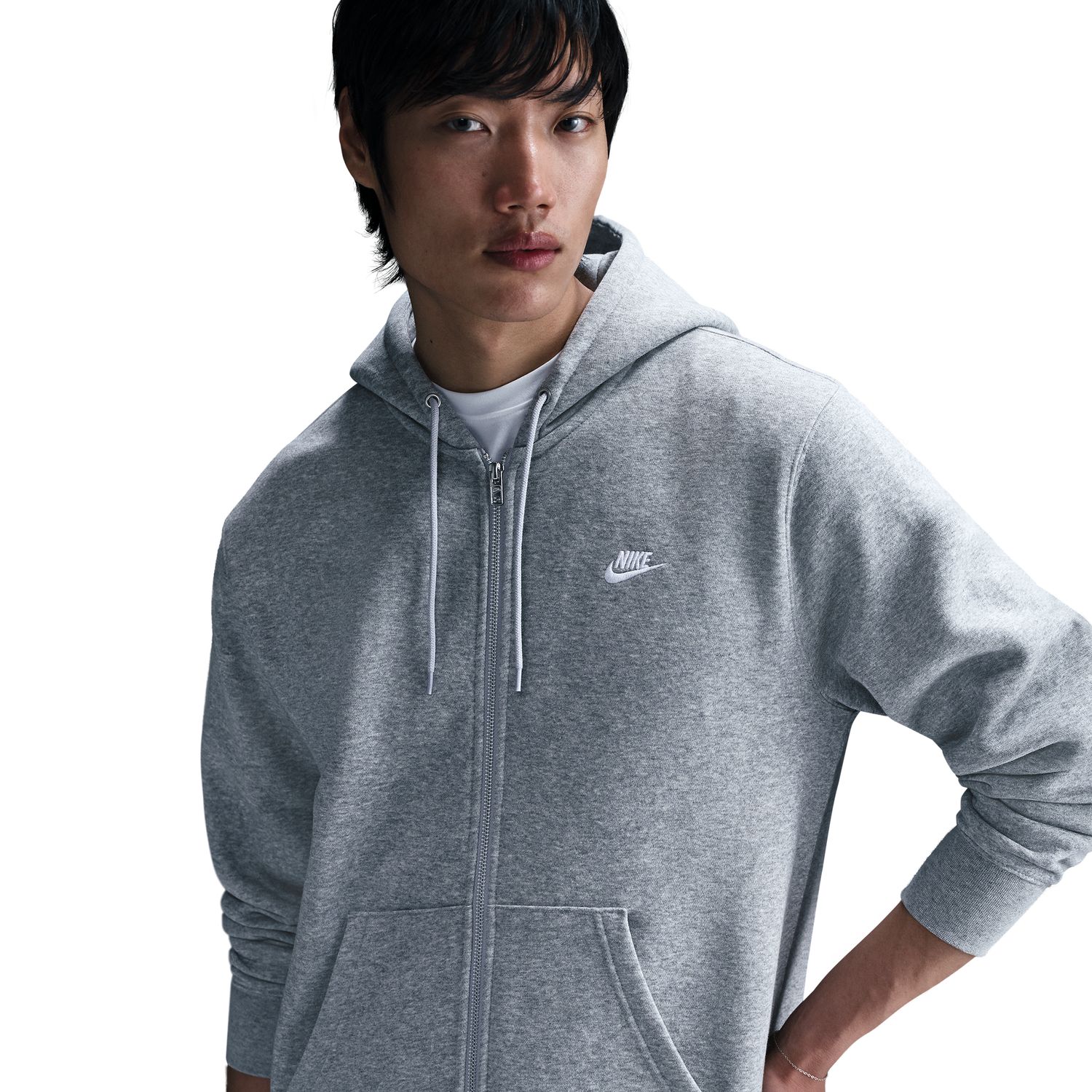 Sweatshirt de Homem M Nk Club Bb Fz Hoodie Cinzento-3