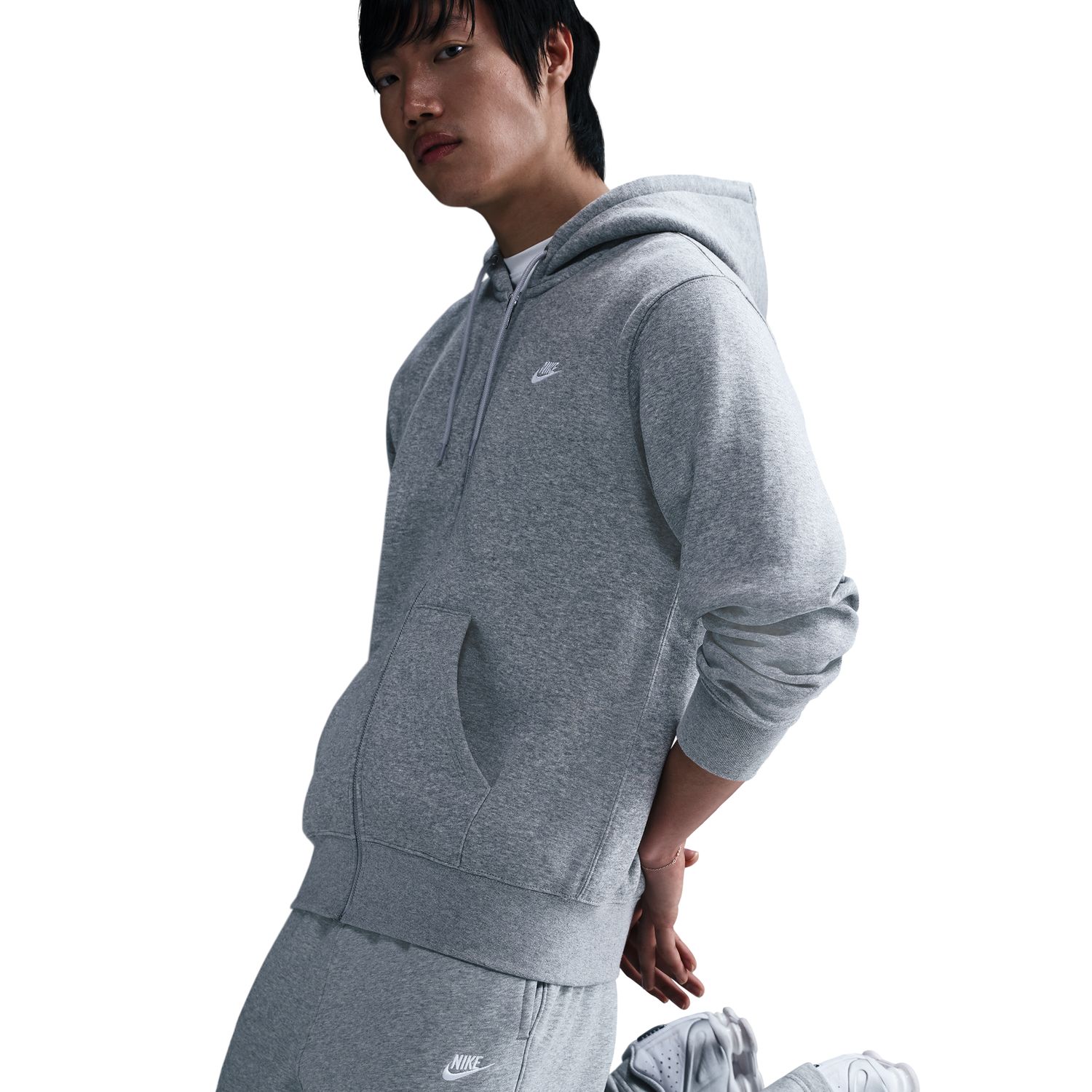 Sweatshirt de Homem M Nk Club Bb Fz Hoodie Cinzento-5