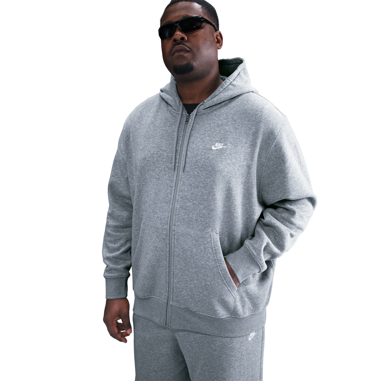 Sweatshirt de Homem M Nk Club Bb Fz Hoodie Cinzento-6
