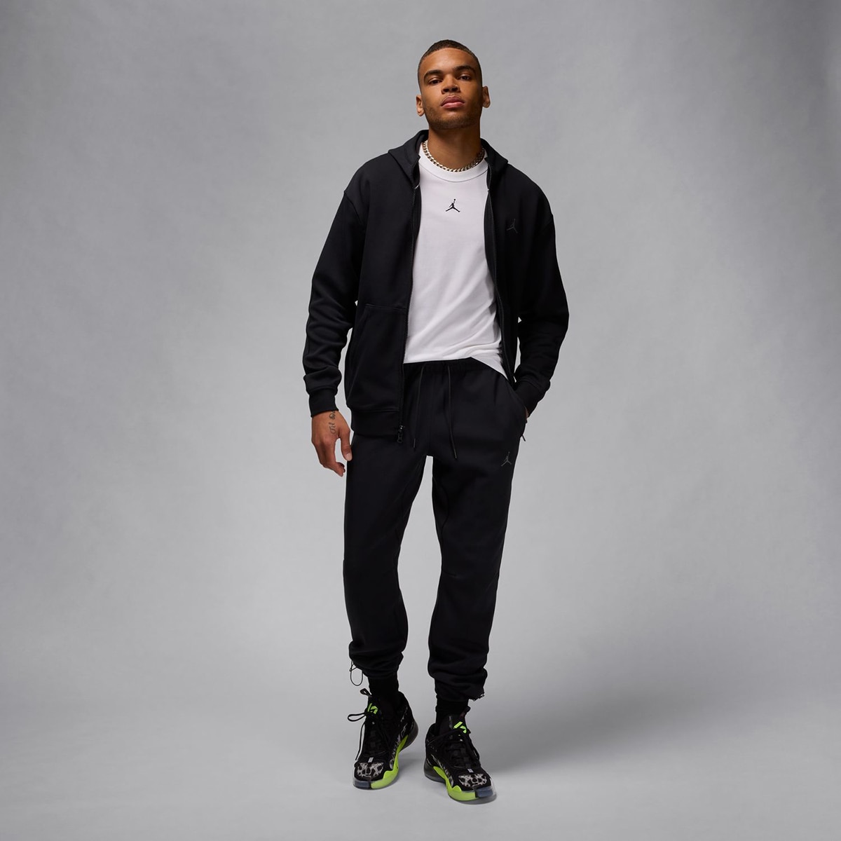 Calças de Homem M J Dri-FIT Sprt Hoop Flc Pant Preto-6