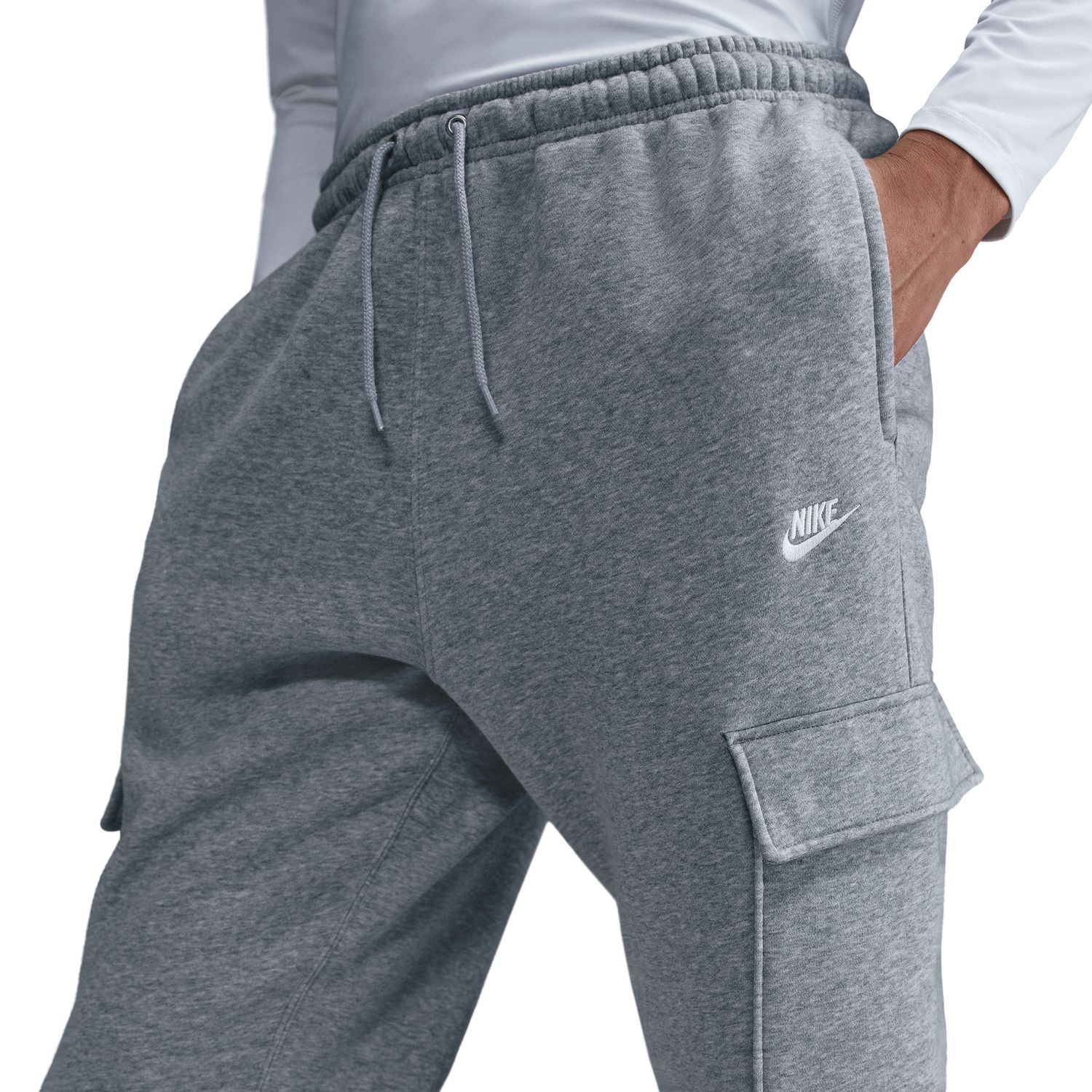 Calças de Homem Club Fleece Cargo Cinzento-9