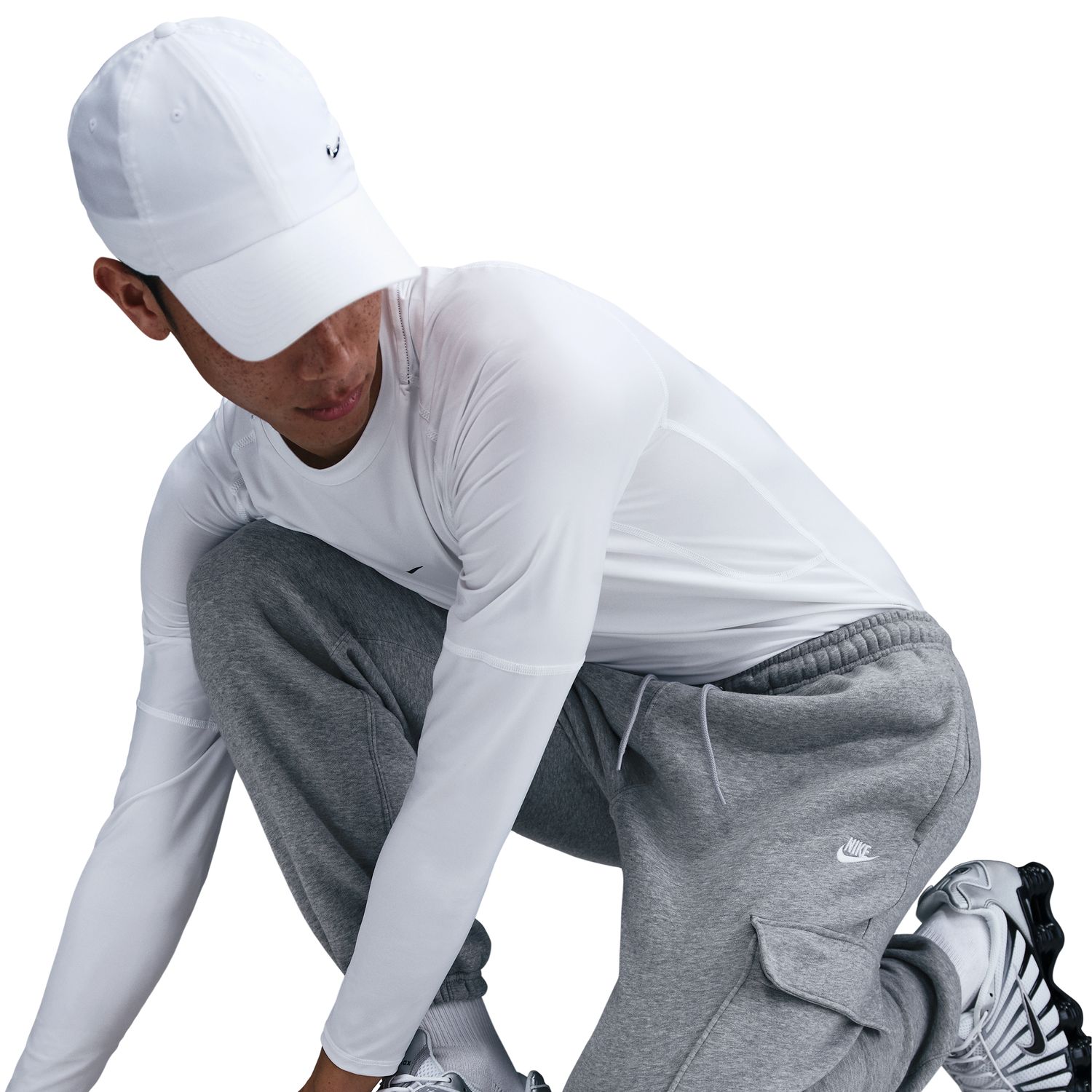 Calças de Homem Club Fleece Cargo Cinzento-10