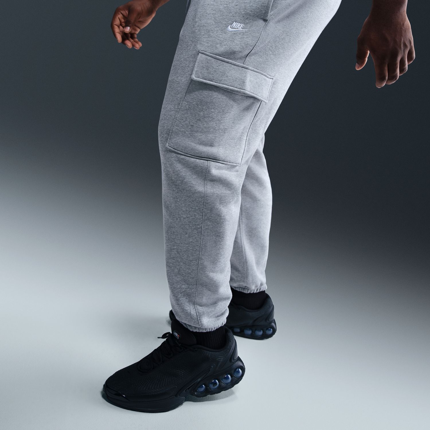 Calças de Homem Club Fleece Cargo Cinzento-14
