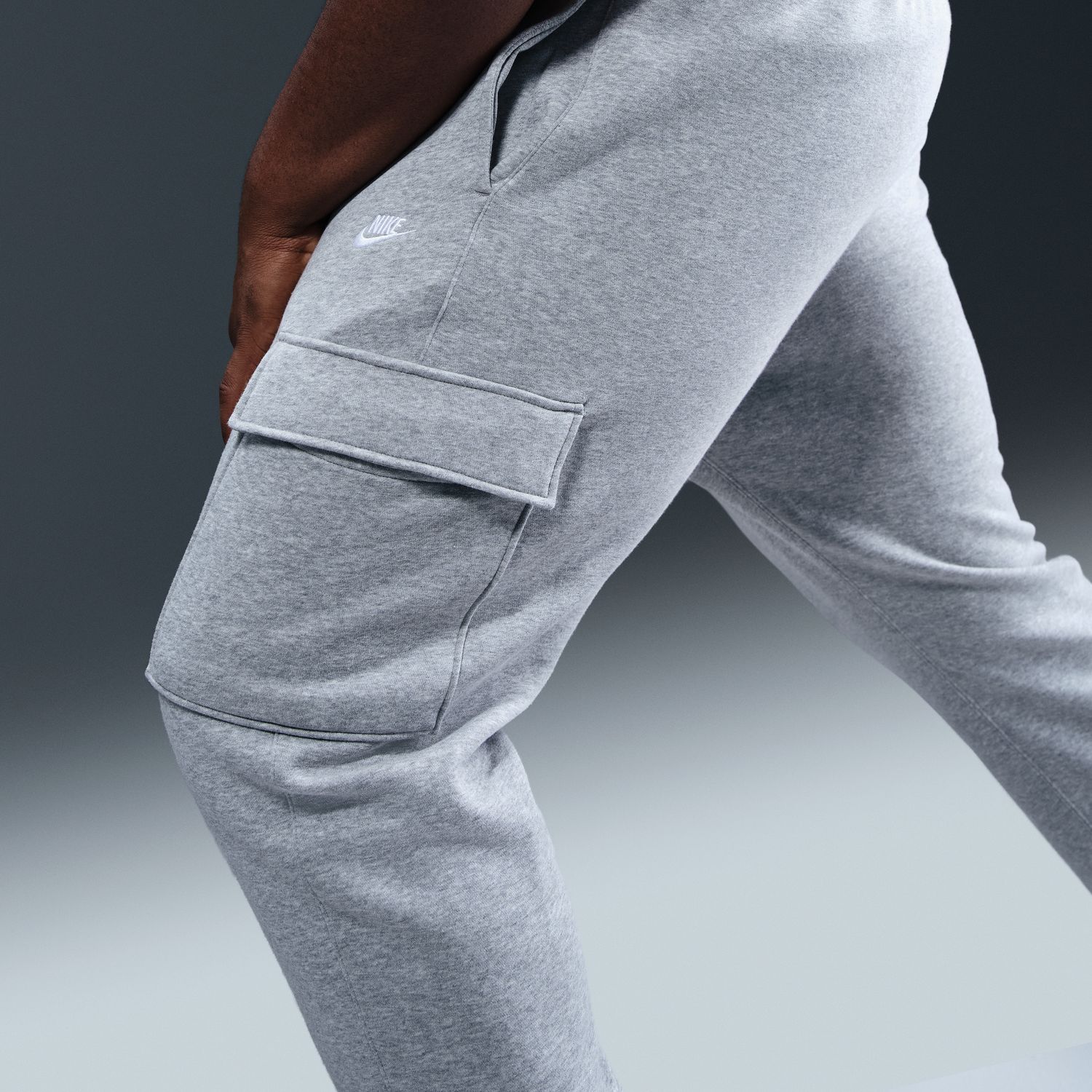 Calças de Homem Club Fleece Cargo Cinzento-16