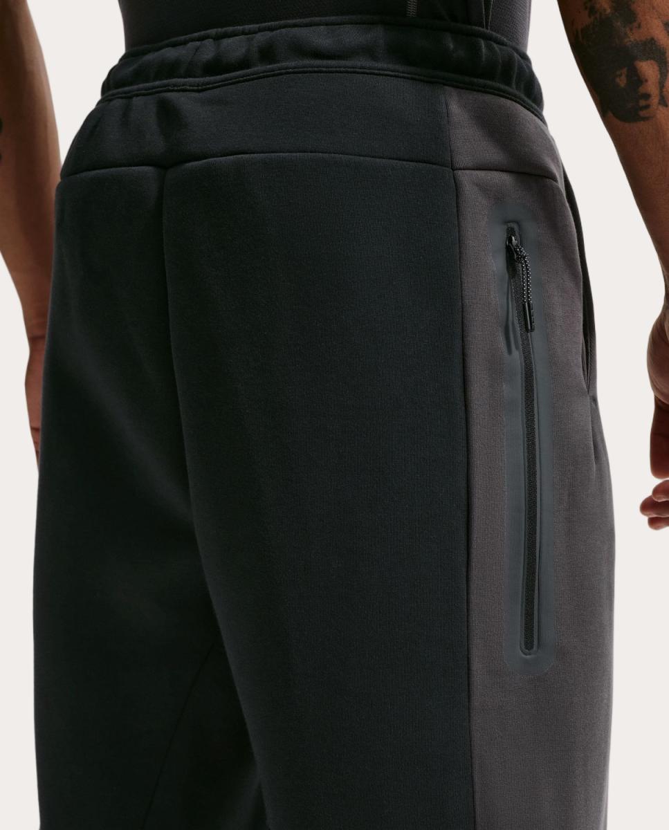 Calças Casual de Homem Tech Men's Color-Block Open-Hem Fleece Pants Preto-4