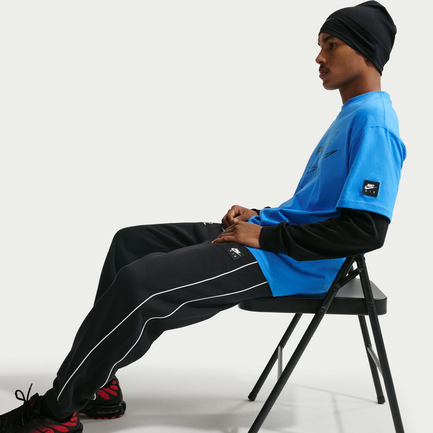 Calças de Homem M Nk Air Flc Jogger Preto-5
