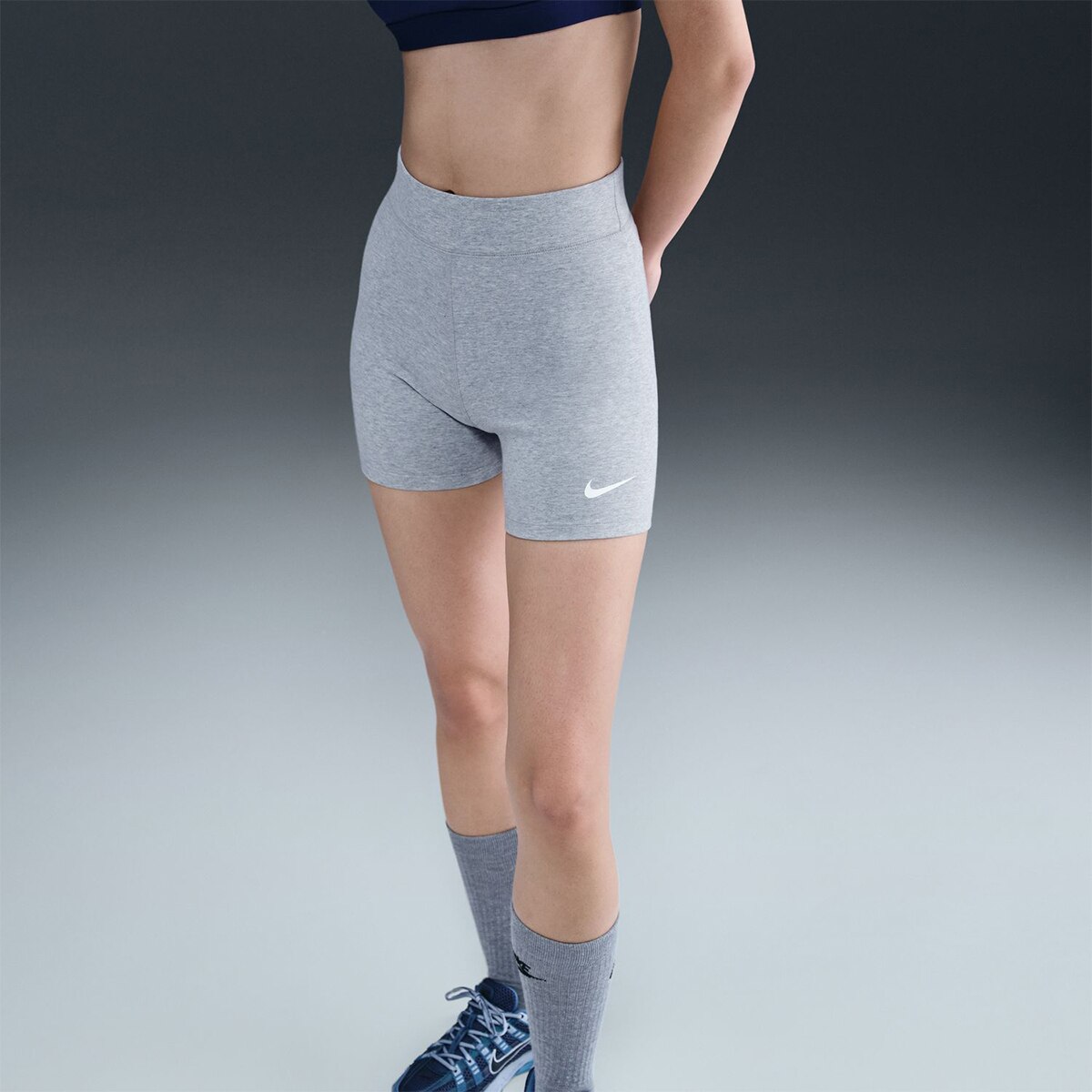 Leggings Tipo Calções de Mulher Sportswear Classic Cinzento-5
